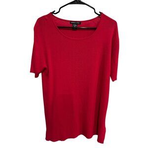 Giorgia Luisa Womens Red Short Sleeve Knit Sweater Top Size Medium Coastal Retro